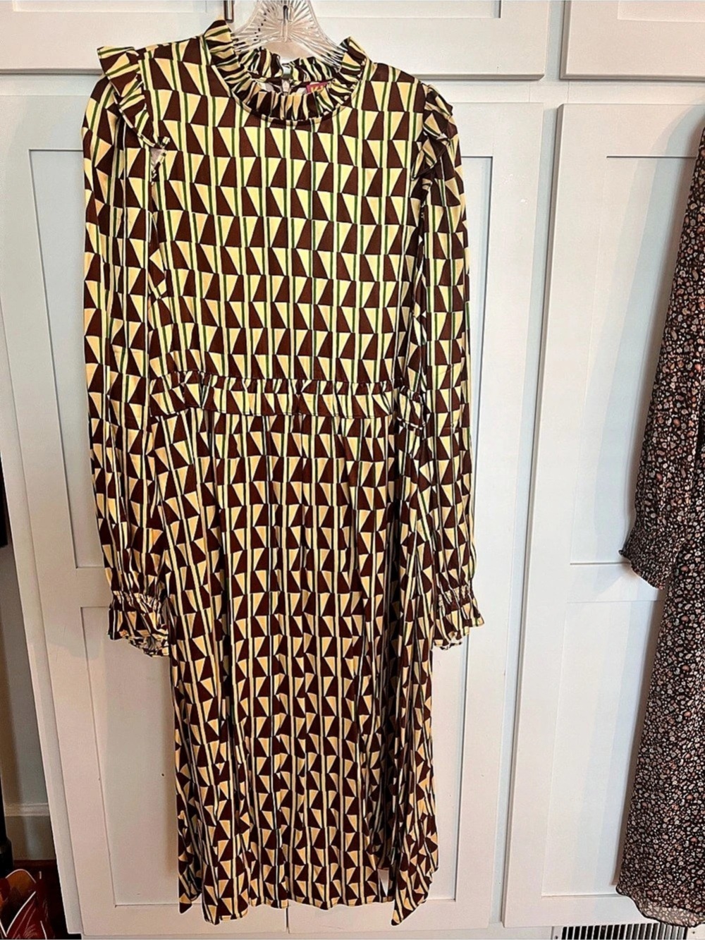 KITRI Savannah Chocolate Tile Print Midi Dress Geometric Midi Dress